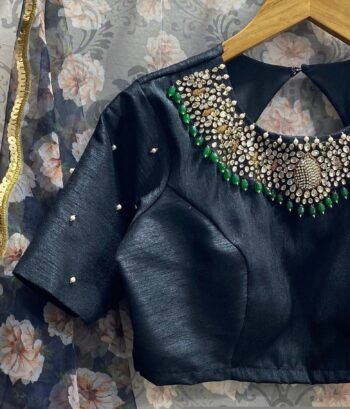 pure silk hand embroidery blouse/ saree maggam blouse/black zardosi blouse /hand embroidered moderblouse/black ready made blouse zardosi