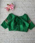 pure silk hand embroidery blouse/saree maggam blouse/green zardosi blouse/green embroidered moderblouse/green ready made high neck blouse