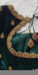 pure velvet hand embroidery blouse/modern saree maggam blouse/green zardosi blouse/ hand embroidered blouse/green velvet ready made blouse