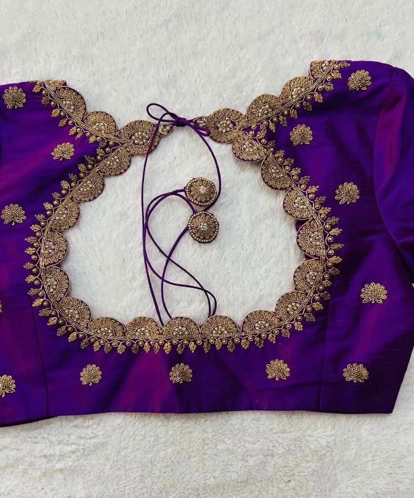 pure silk hand embroidery blouse/saree maggam blouse/purple zardosi blouse usa/hand embroidered moderblouse/purple ready made blouse zardosi