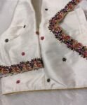 pure silk hand embroidery blouse/modern maggam blouse/multi colored cream zardosi blouse/hand embroidered blouse/off white ready made blouse
