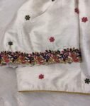 pure silk hand embroidery blouse/modern maggam blouse/multi colored cream zardosi blouse/hand embroidered blouse/off white ready made blouse