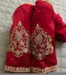pure silk hand embroidery blouse/reddish pink maggam blouse /raw silk zardosi blouse/hand embroidered blouse /red ready made blouse zardosi