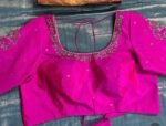 pure silk hand embroidery blouse/saree maggam blouse/hot pink zardosi blouse/hand embroidered blouse /magenta pink ready made blouse zardosi
