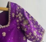 pure silk hand embroidery blouse/modern saree maggam blouse/purple zardosi blouse/wedding hand embroidered blouse/bridal ready made blouse