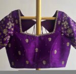 pure silk hand embroidery blouse/modern saree maggam blouse/purple zardosi blouse/wedding hand embroidered blouse/bridal ready made blouse