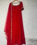Hand embroidered red Anarkali dress /anarkali suit set/anarkali with dupatta USA/red anarkali kurta with dupatta/red anarkali suit dupatta