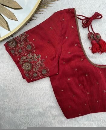 pure silk hand embroidery blouse/saree maggam blouse/red zardosi blouse/red hand embroidered moderblouse/red ready made blouse zardosi