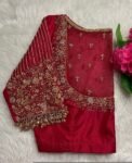 pure silk hand embroidery blouse/modern saree maggam blouse/red zardosi blouse/wedding hand embroidered blouse/red bridal ready made blouse