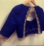 Navy blue silk hand embroidery blouse/blue saree maggam work blouse/blue saree blouse/hand embroidered blouse/blue ready made blouse zardosi