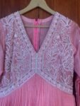 Designer Hand work Anarkali kurta /onion pink anarkali suit set/pure silk anarkali USA /designer Indian anarkali long gown/womens long gown
