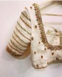 pure silk hand embroidery blouse/cream saree maggam blouse/raw silk zardosi blouse/hand embroidered blouse/cream ready made blouse zardosi