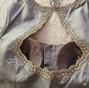 pure silk hand embroidery blouse/short sleeve maggam blouse/raw silk zardosi blouse/hand embroidered blouse/green ready made blouse zardosi