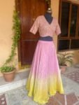 Women’s lehenga set/crop top lehenga/Teens kids crop top skirt USA/tissue lehenga choli USA/peach lehenga skirt with dupatta/haldi outfit us