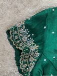 pure silk hand embroidery blouse/short sleeve maggam blouse/raw silk zardosi blouse/hand embroidered blouse/green ready made blouse zardosi
