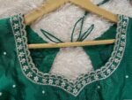 pure silk hand embroidery blouse/short sleeve maggam blouse/raw silk zardosi blouse/hand embroidered blouse/green ready made blouse zardosi