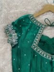 pure silk hand embroidery blouse/short sleeve maggam blouse/raw silk zardosi blouse/hand embroidered blouse/green ready made blouse zardosi