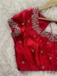 pure silk hand embroidery blouse/short sleeve maggam blouse/raw silk zardosi blouse/hand embroidered blouse/red ready made blouse zardosi