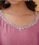 Hand embroidered pink Tissue anarkali with dupatta/anarkali suit set /pink kurta with dupatta USA/Indian dresses/tissue suit with dupatta