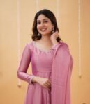 Hand embroidered pink Tissue anarkali with dupatta/anarkali suit set /pink kurta with dupatta USA/Indian dresses/tissue suit with dupatta