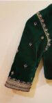 pure velvet hand embroidery blouse/modern saree maggam blouse/green zardosi blouse/ hand embroidered blouse/green velvet ready made blouse