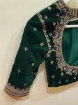 pure velvet hand embroidery blouse/modern saree maggam blouse/green zardosi blouse/ hand embroidered blouse/green velvet ready made blouse