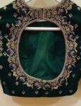 pure velvet hand embroidery blouse/modern saree maggam blouse/green zardosi blouse/ hand embroidered blouse/green velvet ready made blouse