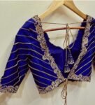 Navy blue silk hand embroidery blouse/blue saree maggam work blouse/blue saree blouse/hand embroidered blouse/blue ready made blouse zardosi