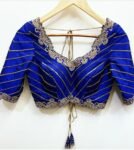 Navy blue silk hand embroidery blouse/blue saree maggam work blouse/blue saree blouse/hand embroidered blouse/blue ready made blouse zardosi