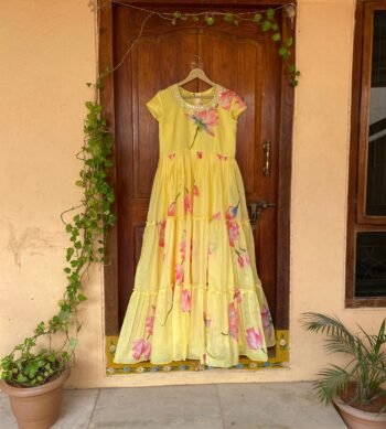 Yellow Anarkali suit usa/anarkali kurta short sleeve/orange full sleeve anarkali/full sleeve dress anarkali/Indian dresses/floral maxi dress