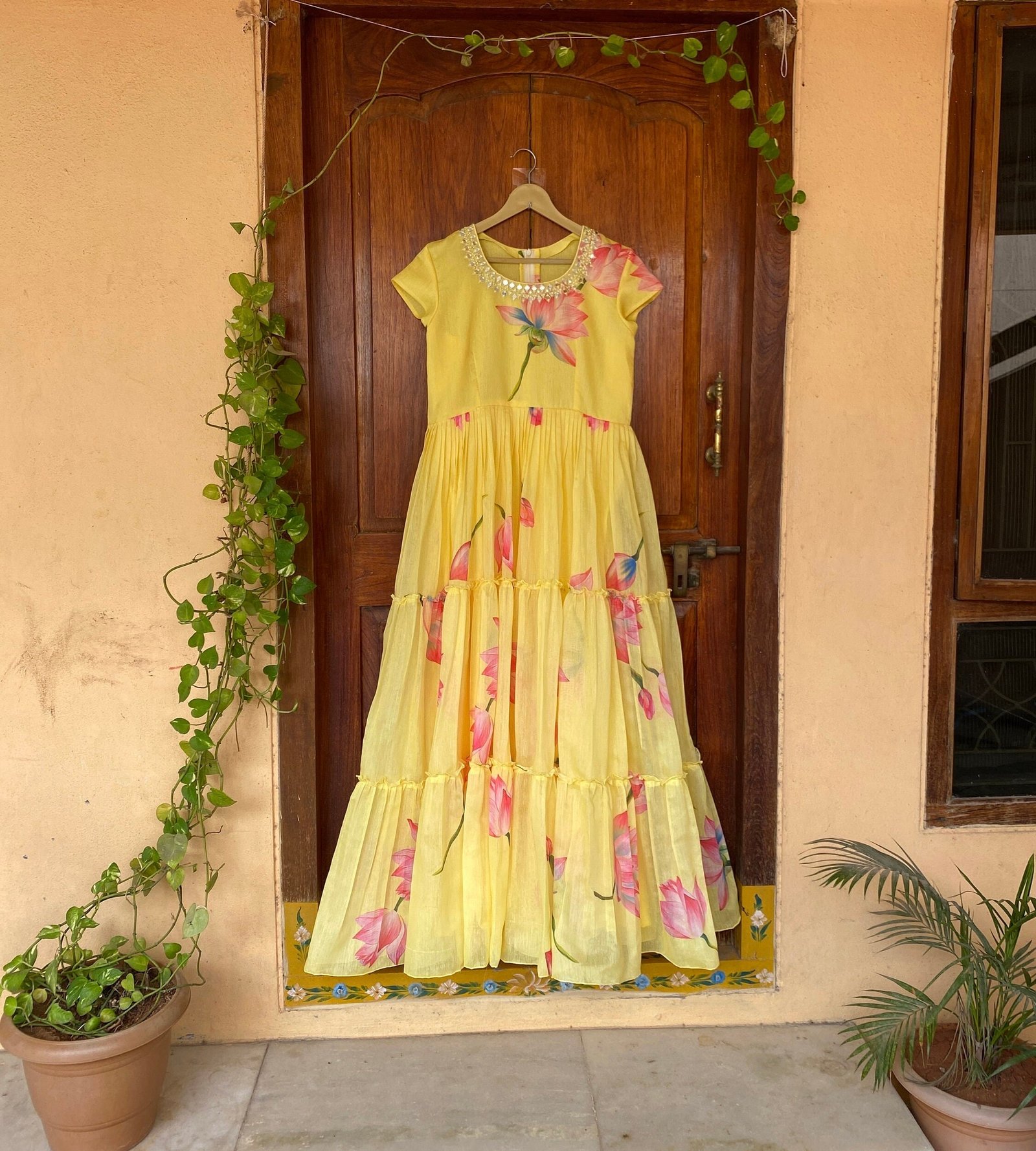 Yellow Anarkali suit usa/anarkali kurta short sleeve/orange full sleeve anarkali/full sleeve dress anarkali/Indian dresses/floral maxi dress