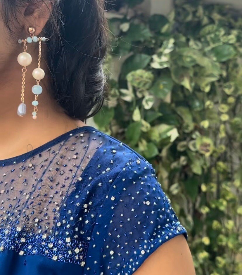 Blue Anarkali suit usa/short sleeve anarkali kurta/blue anarkali with dupatta/hand embroidered dress/blue kurta with dupatta/blue dress usa