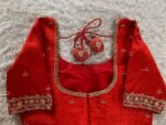 pure silk hand embroidery blouse/ saree maggam blouse/ zardosi blouse usa/hand embroidered moderblouse/orange ready made blouse zardosi usa
