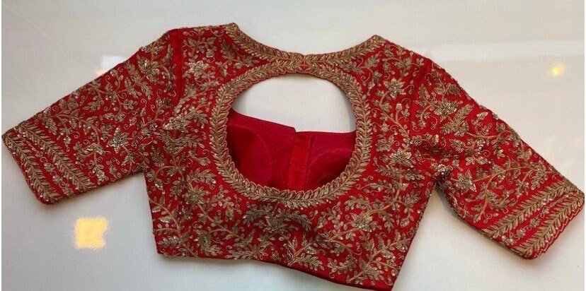 pure silk hand embroidery bridal blouse/ maggam blouse/red bridal zardosi blouse/red hand embroidered blouse/heavy embroidery wedding blouse