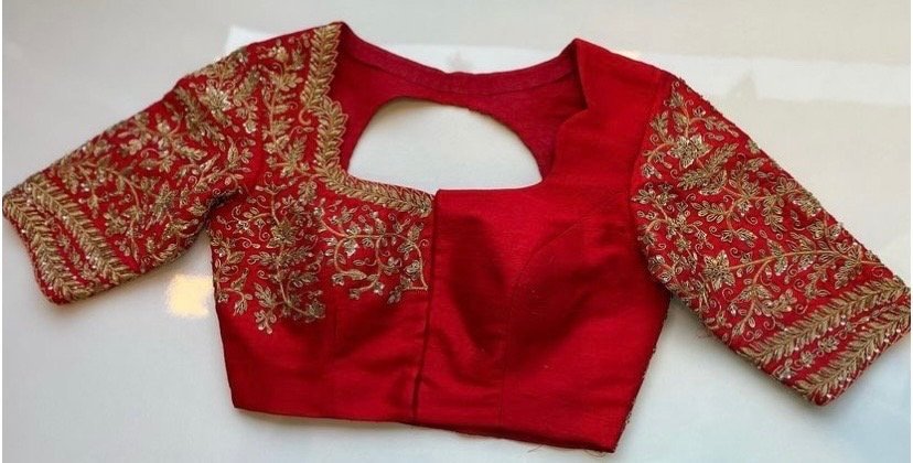 pure silk hand embroidery bridal blouse/ maggam blouse/red bridal zardosi blouse/red hand embroidered blouse/heavy embroidery wedding blouse