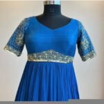 Blue Anarkali suit usa/hand embroidery anarkali kurta/royal blue anarkali dress/elbow sleeves dress anarkali/Indian dresses/blue anarkali us