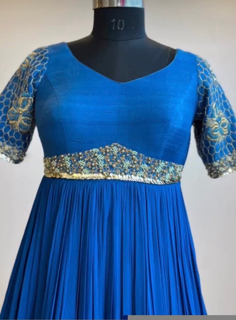 Blue Anarkali suit usa/hand embroidery anarkali kurta/royal blue anarkali dress/elbow sleeves dress anarkali/Indian dresses/blue anarkali us