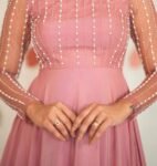 Pink Anarkali suit usa/full sleeve anarkali kurta/blush anarkali gown/hand embroidered gown/peach pink kurta/coral pink long party dress usa