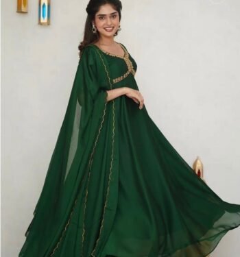 Hand embroidered green Anarkali/festive anarkali suit with dupatta/ green designer anarkali gown green anarkali/Zardosi hand work dress