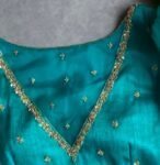 pure silk hand embroidery blouse/blue maggam blouse /raw silk puff sleeve blouse /blue hand embroidered blouse/readymade handwork blouse usa
