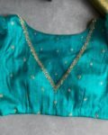 pure silk hand embroidery blouse/blue maggam blouse /raw silk puff sleeve blouse /blue hand embroidered blouse/readymade handwork blouse usa