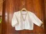 pure silk hand embroidery blouse/ saree maggam blouse/white zardosi blouse /hand embroidered moderblouse/cream ready made blouse zardosi usa
