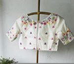 pure silk hand embroidery blouse/cream maggam blouse/pure raw silk zardosi blouse/hand embroidered blouse/cream designer ready made blouse
