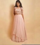 Women’s lehenga set/ crop top lehenga/Heavy  crop top skirt USA/wedding lehenga USA /sequin lehenga skirt/peach lehenga/teens top n  lehenga