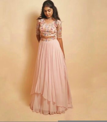 Women’s lehenga set/ crop top lehenga/Heavy  crop top skirt wedding lehenga /sequin lehenga skirt/peach lehenga/teens top n  lehenga