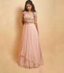 Women’s lehenga set/ crop top lehenga/Heavy crop top skirt USA/wedding lehenga USA /sequin lehenga skirt/peach lehenga/teens top n lehenga