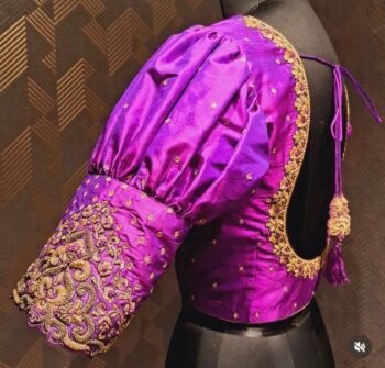 pure silk hand embroidery blouse/saree maggam blouse/collar zardosi blouse/hand embroidered blouse/ready made blouse/puff sleeve blouse