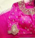 pure silk hand embroidery blouse/saree maggam blouse/hot pink zardosi blouse/hand embroidered blouse /magenta pink ready made blouse zardosi