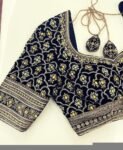 pure silk hand embroidery bridal blouse/ maggam blouse/black heavy embroideryblouse/ hand embroidered blouse/heavy embroidery wedding blouse