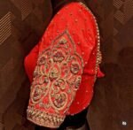 pure silk hand embroidery wedding blouse/saree maggam blouse/red zardosi blouse/hand embroidered blouse/bridal red ready made blouse zardosi